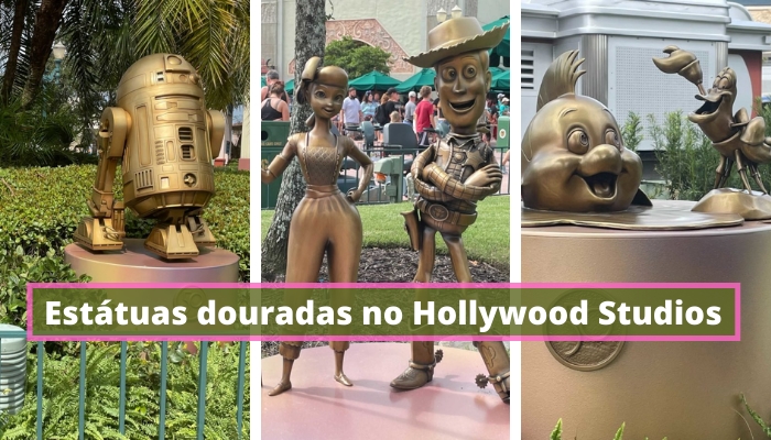 Disney 50 anos: onde encontrar as estátuas douradas no parque Hollywood Studios