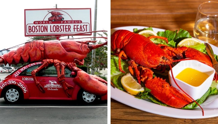 Confira o restaurante Boston Lobster Feast, especializado em frutos do mar onde você come lagosta à vontade.  