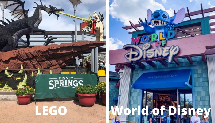 Duas lojas para sua visita na Disney: World of Disney e LEGO. Certamente será maravilhosa sua visita. 