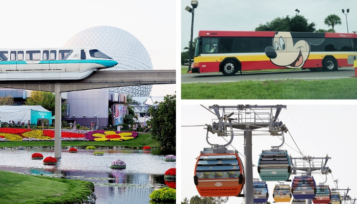 Veja a variedade de transportes gratuito que a Disney oferece aos seus visitantes. 